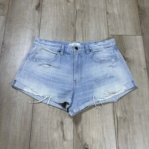 AF Abercrombie Fitch Jean Shorts Denim Light Wash Size 10 30 Women's Distressed‎